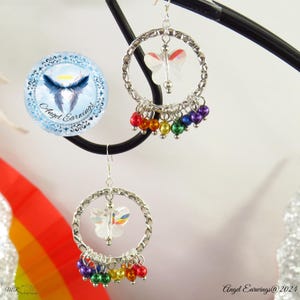 Taste the Rainbow - Pearl Beads - Bead Earrings - Silver-Plated - Butterfly - Hypoallergenic - Rainbow