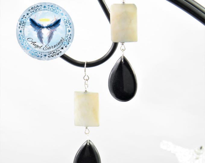 Expressions - Bead Earrings - Mother of Pearl - Shells - Stone - Silver Plated - Hypoallergenic