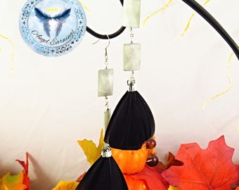 Hello Autumn - Mother of Pearl - Feather Tips - Black Feathers - Silver-Plated - Hypoallergenic