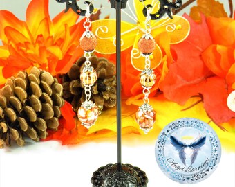 Autumn Bead Earrings: Orange Acrylic, Stainless Steel, Hypoallergenic