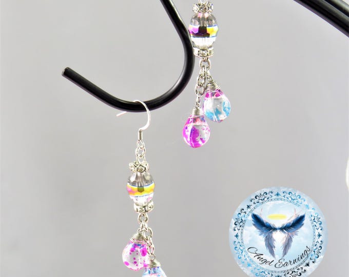 Diffused Pink - Bead Earrings - Glass Beads - Acrylic Beads - Silver Plated - Hypoallergenic