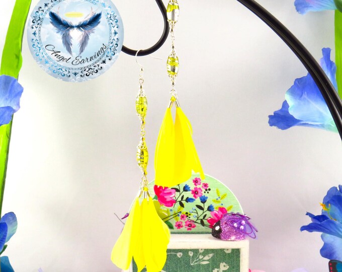 Good Morning Sunshine - Yellow Feathers - Silver-Plated - Yellow - Hypoallergenic