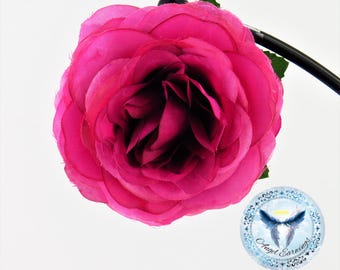 Dark Pink Rose Hair Clip: Handmade Floral Accessory