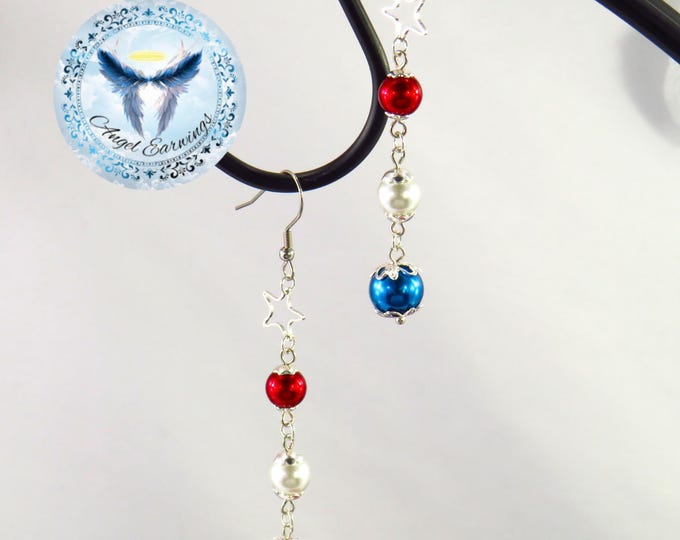 Sparklers- Bead earrings - Pearl Beads - Star Charm - Silver-Plated - Hypoallergenic
