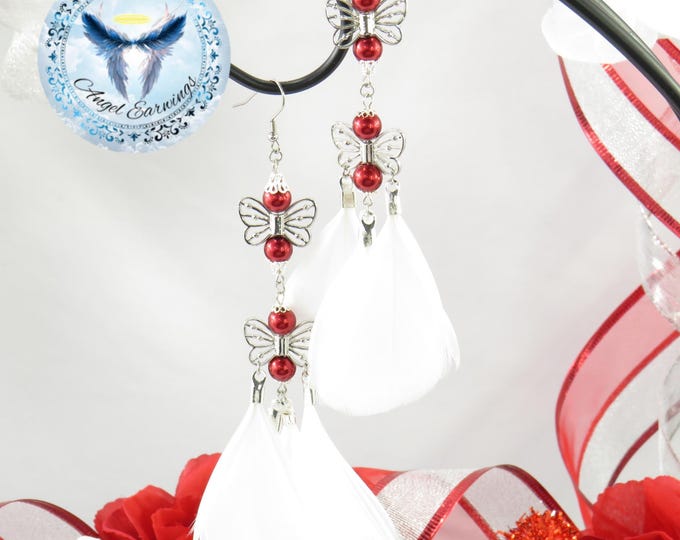 Secret Admirer - Feather Earrings - Glass Pearls - Silver Plated - Hypoallergenic