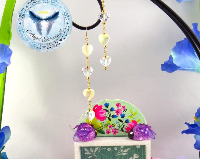 Falling for You - Mother of Pearl- Hearts - Crystal Hearts - Gold-Plated - Hypoallergenic