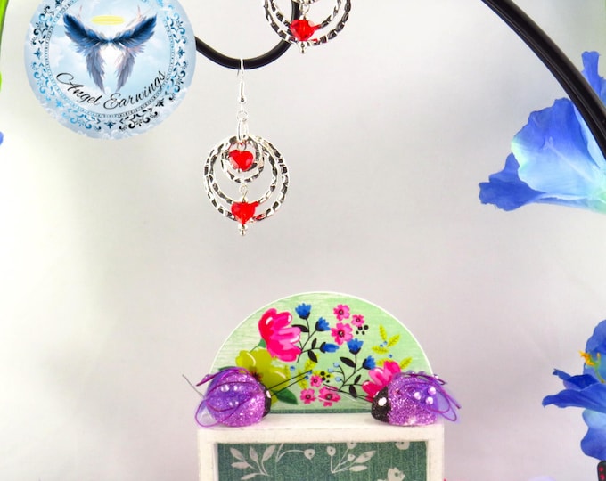 Circle of Love - Silver-Plated - Crystal Hearts - Red - Hypoallergenic