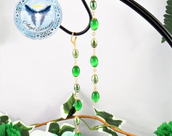 Irish Kisses & Shamrock Wishes - Bead Earrings - Glass Beads - Tiger Eye Beads - 14K Gold - Hypoallergenic