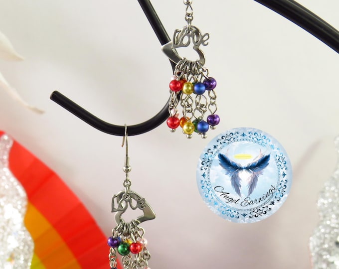 I am an Ally - Pearl Beads – Bead earrings - Stainless-Steel - Rainbow – Hypoallergenic - Heart