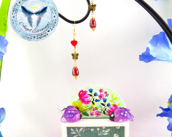 Butterflies Love - Crystal Heart - Gold-Plated - Butterfly Charm - Hypoallergenic