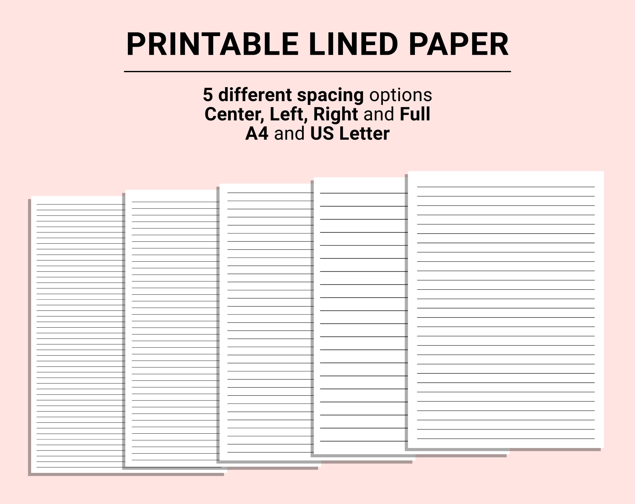 printable lined paper print page template ruled paper lined etsy