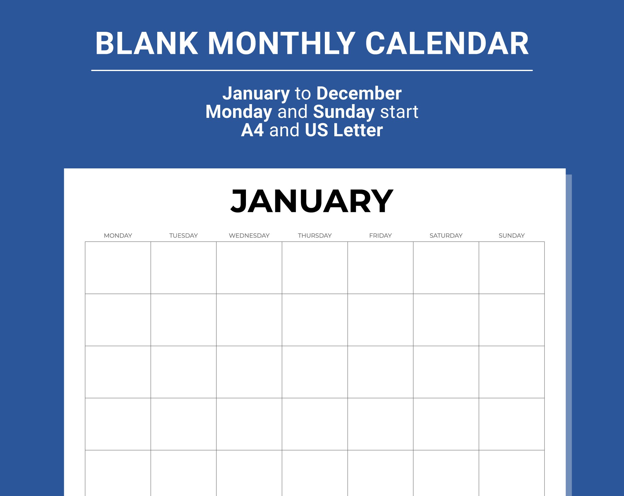 blank monthly calendar printable calendar calendar 2022 etsy