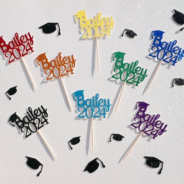 Custom NAME Graduation Class of 2024 Cupcake Toppers, Personalized 2024 Grad Name Cupcake Toppers, Graduation Any Name Cupcake Topper 2024