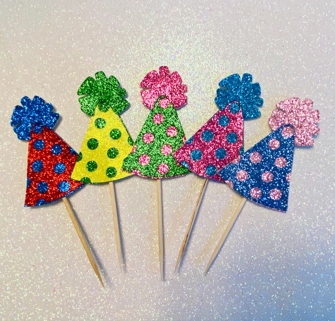 Party Hat Cupcake Topper, Happy Birthday Cupcake Toppers, Birthday Hat