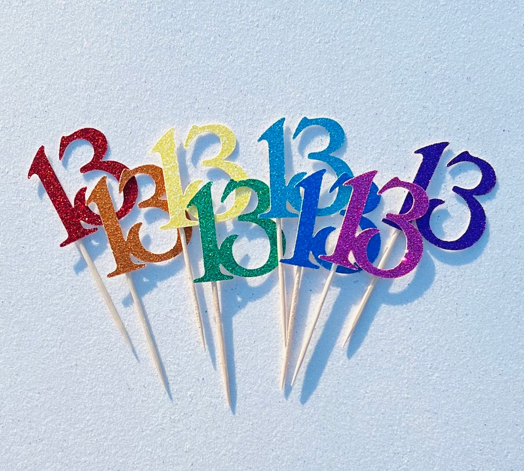 Number 13 Cupcake Topper, Number 13 Picks, Happy Birthday Number 13 ...