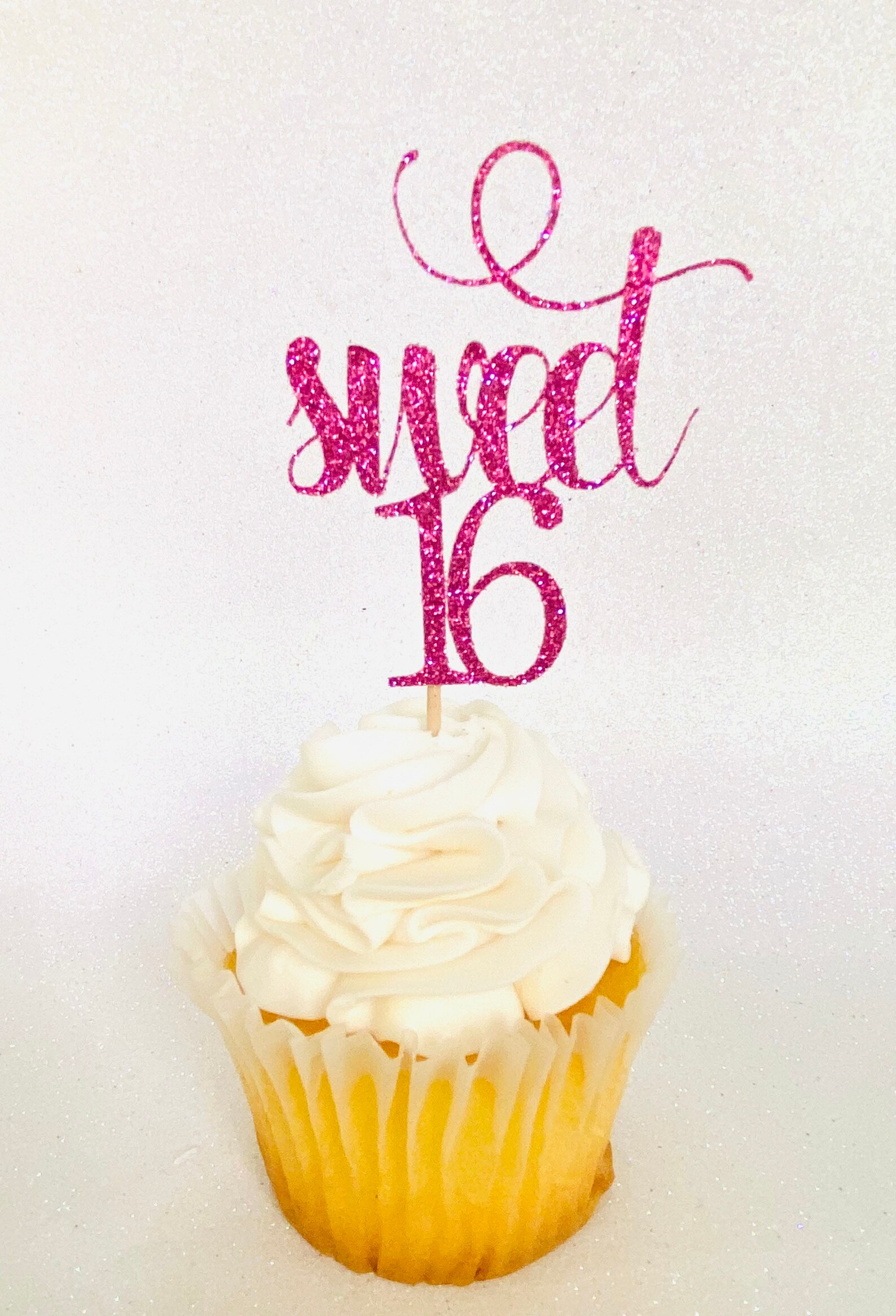 Sweet 16 Cupcake Toppers Sweet 16 Decorations 16 Cupcake Etsy