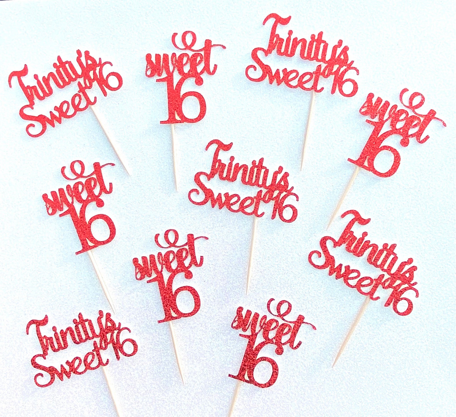 Sweet 16 Cupcake Toppers Sweet 16 Decorations 16 Cupcake Etsy