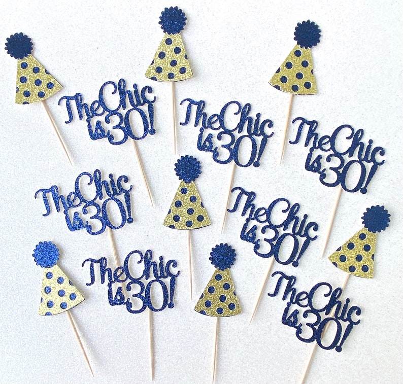 Party Hat Cupcake Topper Happy Birthday Cupcake Toppers Etsy