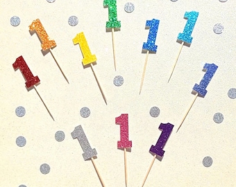 Number One Cake Topper - First Birthday - Cake Smash - Silver Glitter ...