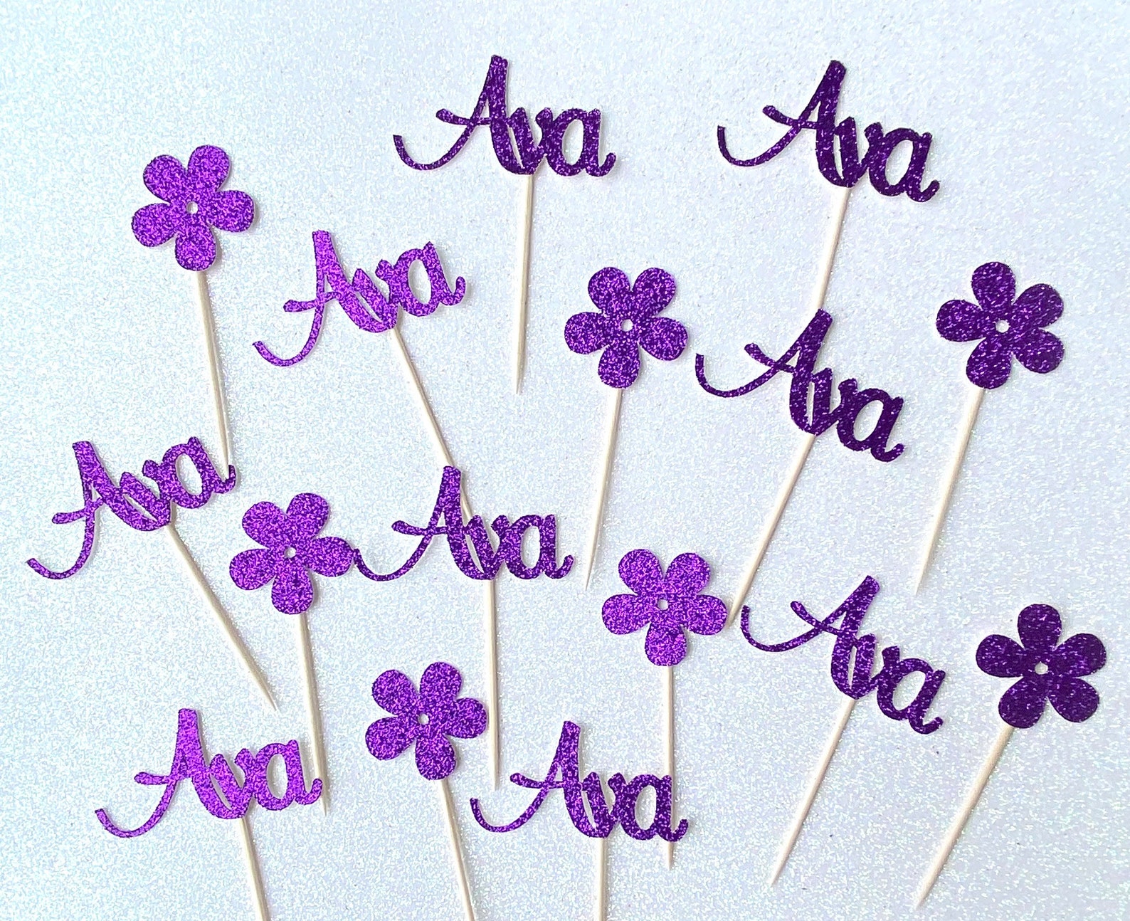 Custom NAME Cupcake Topper Personalized Glitter Name Cupcake Etsy