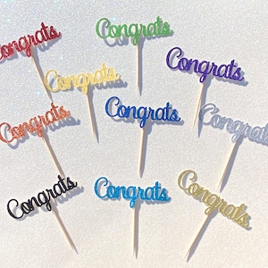 CONGRATS Glitter Cupcake Topper, Congrats Grad Party Decor, Retirement Party Congrats Topper, Congratulations Toppers, Congrats Food Picks