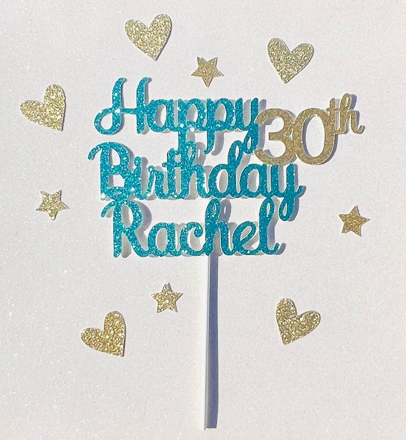 Custom Happy Birthday Cake Topper ANY AGE-NAME, Personalized Name
