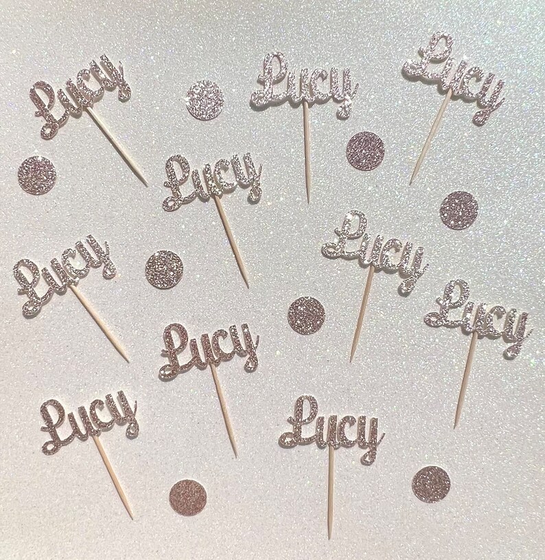 Custom NAME Cupcake Topper Personalized Glitter Name Cupcake Etsy