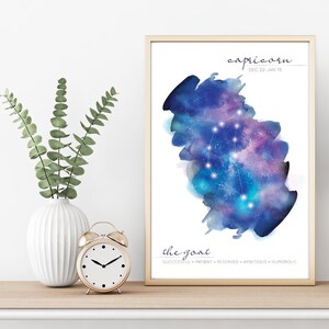Capricorn Zodiac Sign, Capricorn Gift Print, Zodiac Gift Wall Art, Zodiac Poster, Custom Constellation Print, Astronomy Art, Astrology Gifts