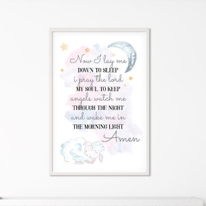 Now I Lay Me To Sleep Printable, Taufe Druck, christliche Kunst, katholisches Poster, Kinderzimmer Dekor, Bettgebet Kunst für Jungen oder MädchenZimmer
