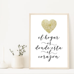 El Hogar Es Donde Esta El Corazon, Decoración del hogar, Arte de la Casa Home is Where the Heart Is Spanish Quote Printable