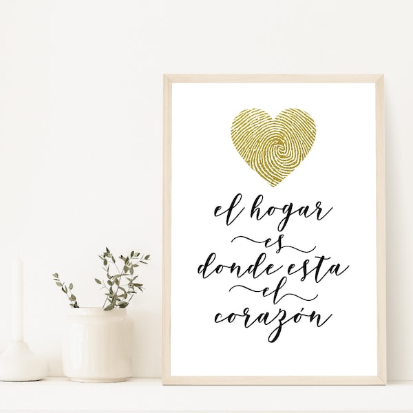 El Hogar Es Donde Esta El Corazon, Decoración del hogar, Arte de la Casa Home is Where the Heart Is Spanish Quote Printable