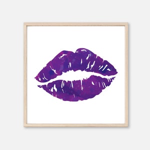 Watercolor Purple Lips Instant Download, Lips Wall Art, Minimalist Home Decor, Lips, Lip Printable, Digital Download, Watercolor Art
