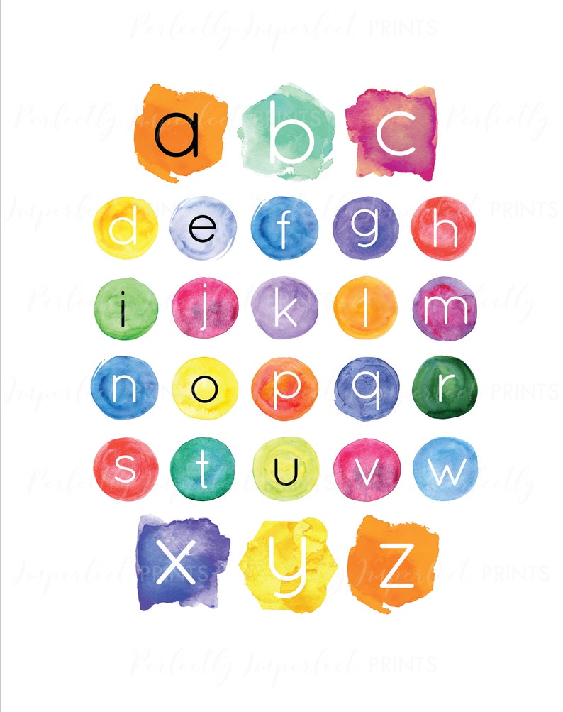 Colorful Alphabet Circles Poster ABCs Wall Art Print ABC - Etsy 日本