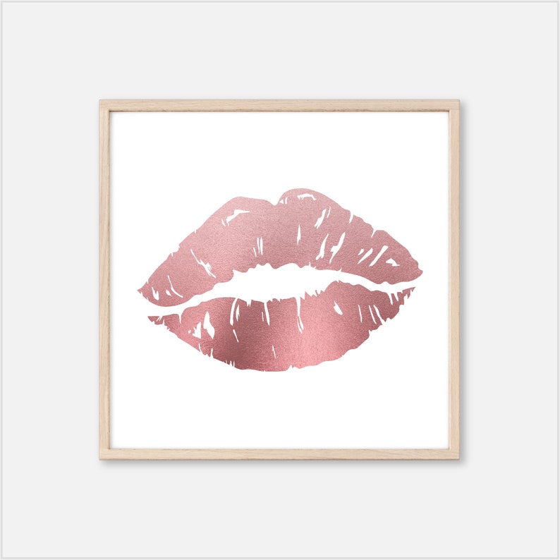 Metallic Rose Gold Lips Instant Download Lips Wall Art Etsy