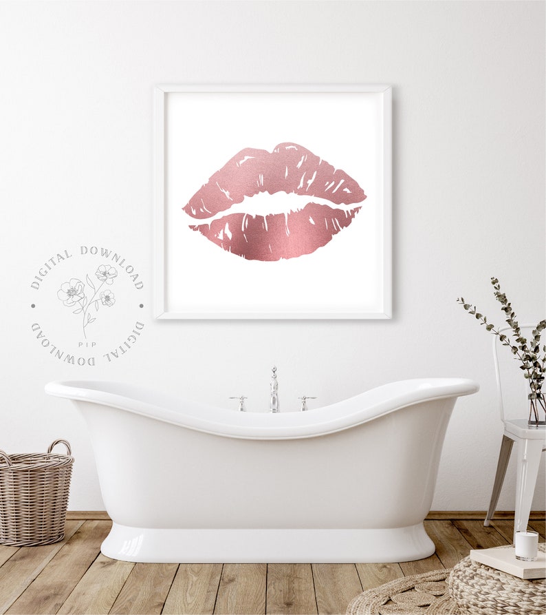 Metallic Rose Gold Lips Instant Download Lips Wall Art Etsy