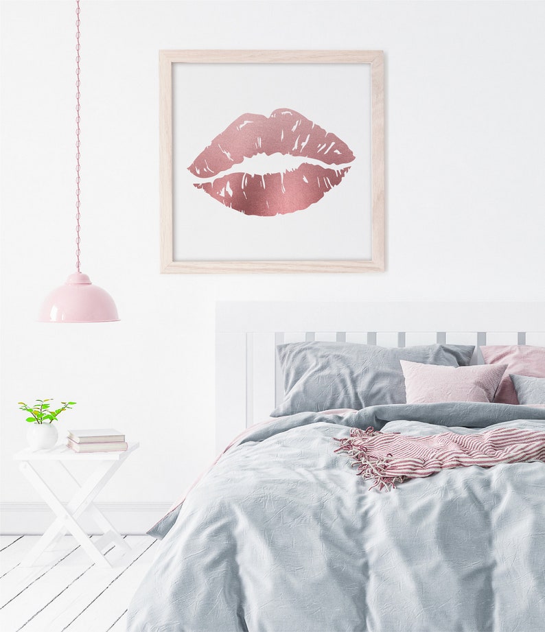 Metallic Rose Gold Lips Instant Download Lips Wall Art Etsy