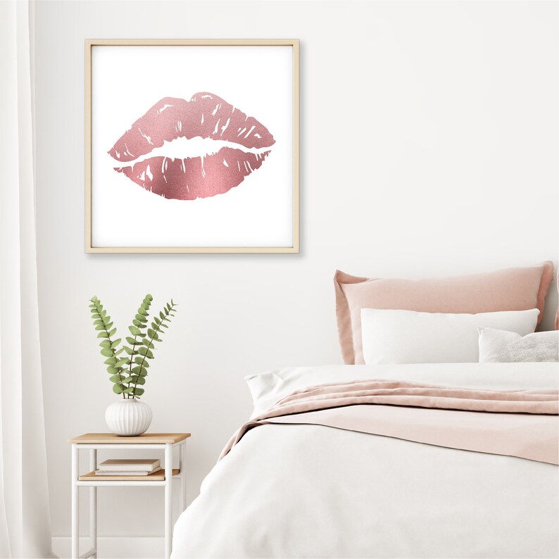 Metallic Rose Gold Lips Instant Download Lips Wall Art Etsy