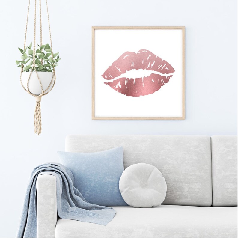 Metallic Rose Gold Lips Instant Download Lips Wall Art Etsy