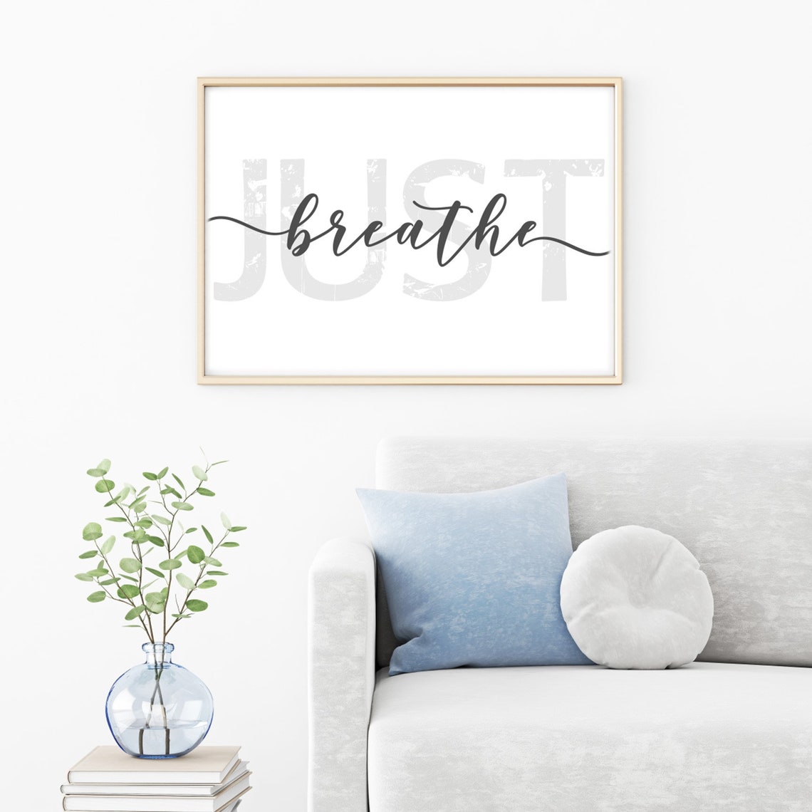 Just Breathe Wall Art Yoga Studio Poster Minimalist Wall Etsy México