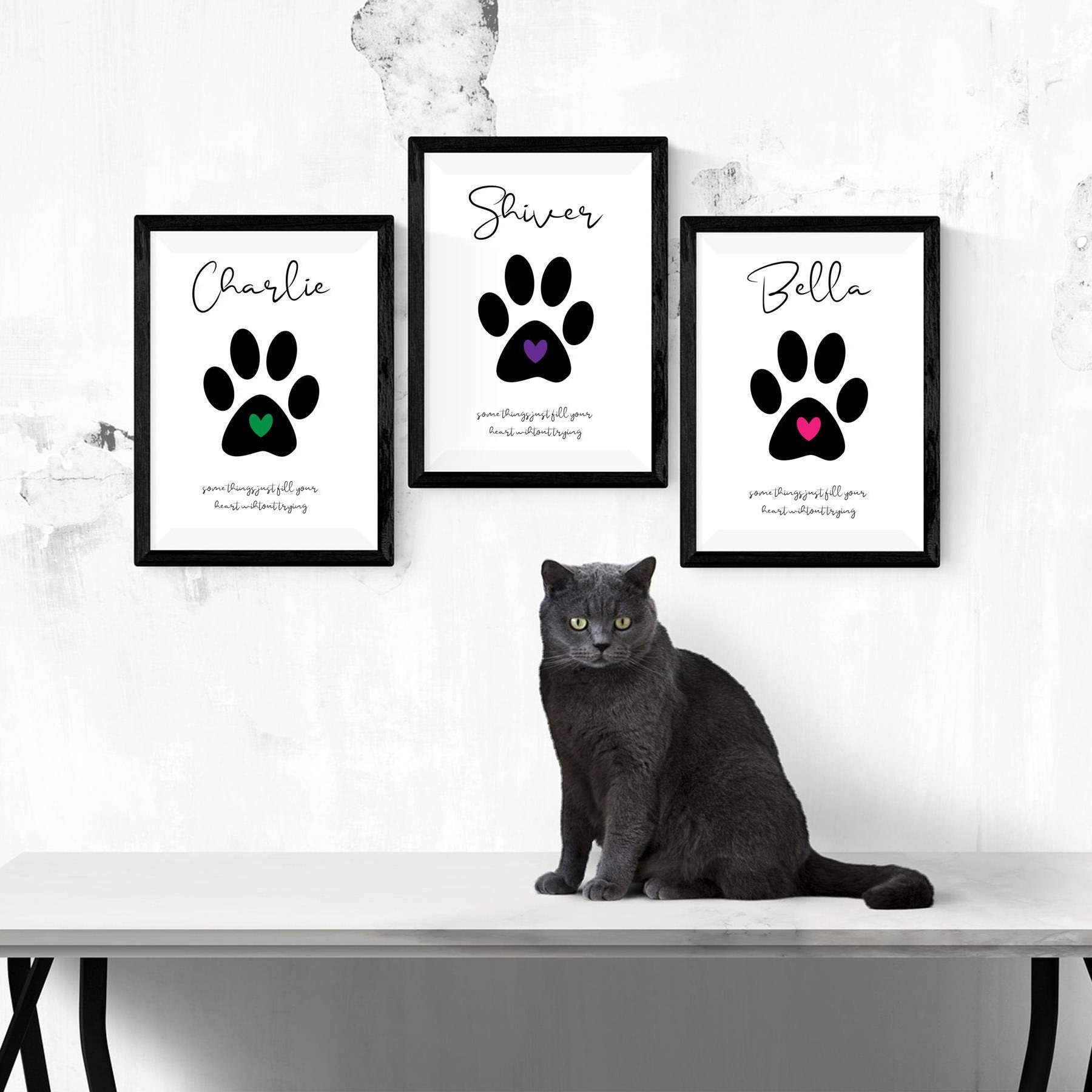 Custom Pet Paw Print Pet Portrait Pet Art Dog Cat Pet Etsy