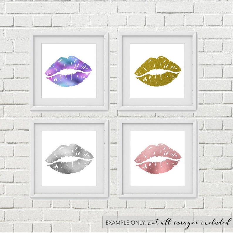 Metallic Rose Gold Lips Instant Download Lips Wall Art Etsy