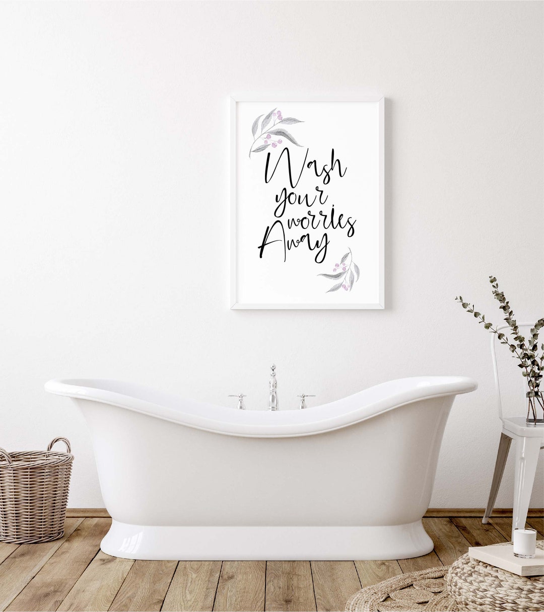 Wash Your Worries Away Instant Download Artwork, Farm House Bathroom ...