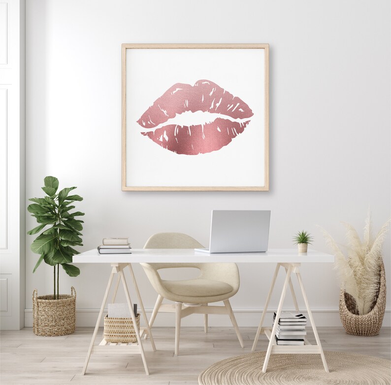 Metallic Rose Gold Lips Instant Download Lips Wall Art Etsy
