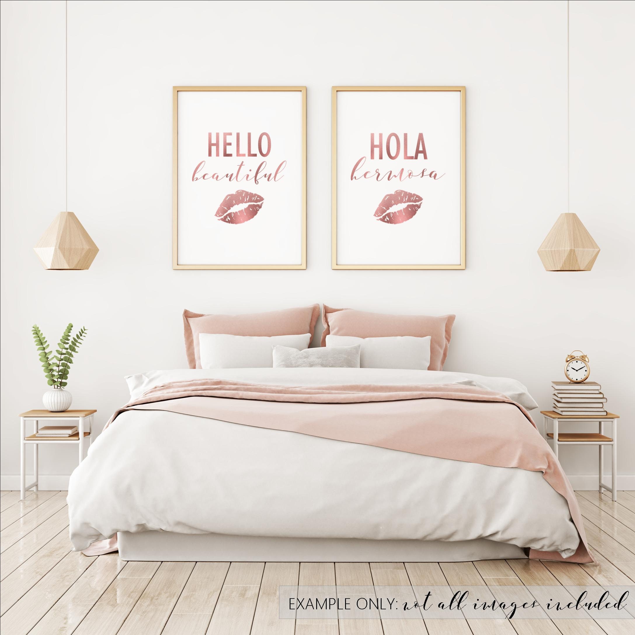 Hello Beautiful Wall Decor Printable Rose Gold Bedroom Decor Etsy