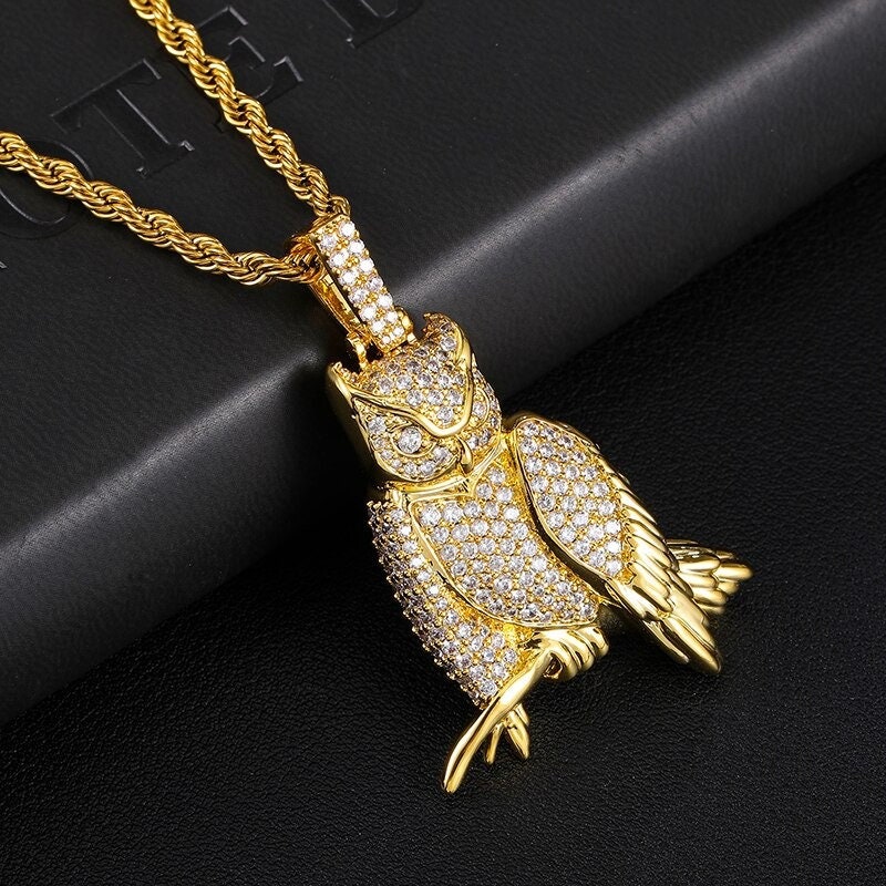 Iced owl hotsell pendant