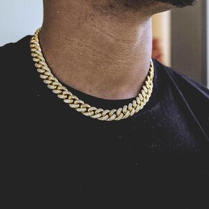 Gold/Silver/Diamond Cuban Chain Necklace for Men/Women Miami Blinged Iced Platinum Hip Hop Chain Solid & Thick Choker Micro Paved 13mm Chain