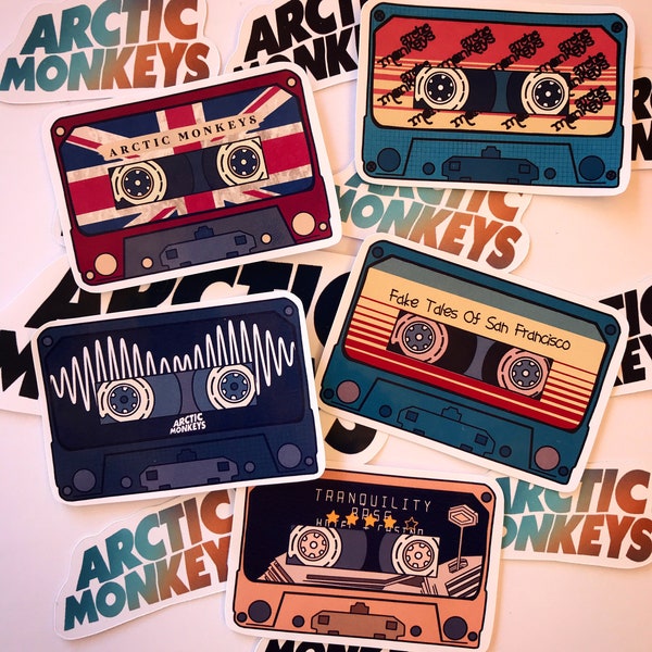 Arctic Monkeys Cassette Tape Pack 5 Stickers! For your laptop, Agenda, Laptop, Notebook, Folder. Alex Turner