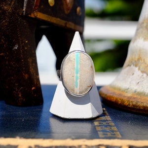 Boulder Turquoise Statement Ring with Hammered Sterling Silver | Custom Made-to-Order