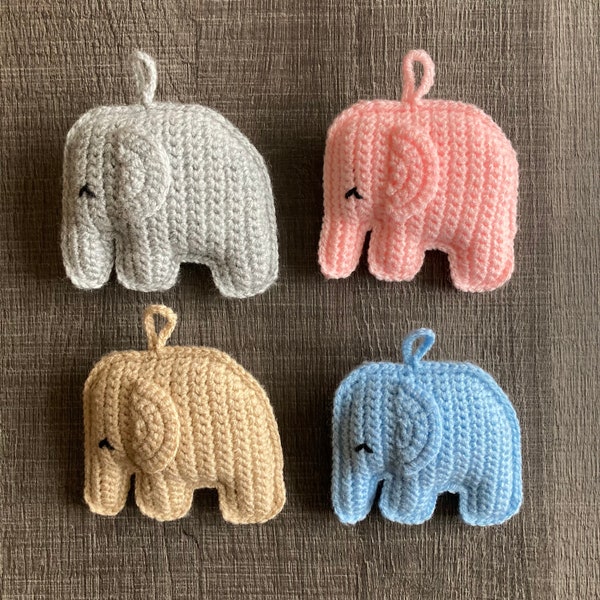 Flat crochet amigurumi elephant key ring