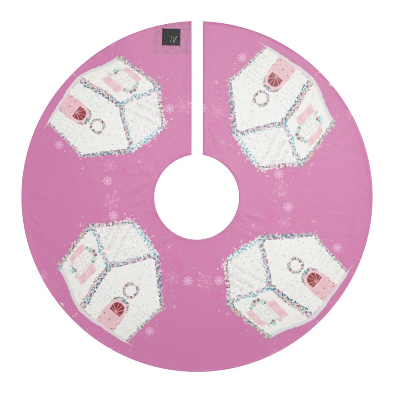 Hand Painted Gingerbread House Christmas Tree Skirt